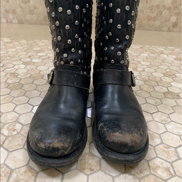 Frye Jenna stud Moto Biker boots - Picture 4 of 15